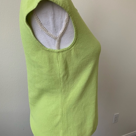 Lime Green Sleeveless Top with Floral Accent - Picture 2 of 4